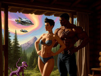 Flux Krea generated image for Cabin in the Woods - Retro Sci-Fi