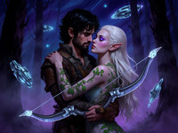 Flux Krea generated image for Fantasy Romance in the Whispering Grove - Retro Sci-Fi