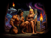 Flux Krea generated image for Tribal Guardian's Desire - Retro Sci-Fi