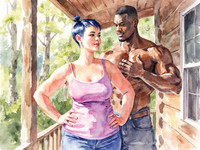 Flux Krea generated image for Cabin in the Woods - Watercolor