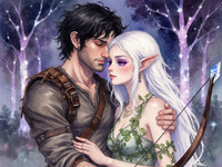 Flux Krea generated image for Fantasy Romance in the Whispering Grove - Watercolor