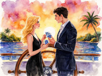 Flux Krea generated image for Luxury Yacht Romance - Watercolor