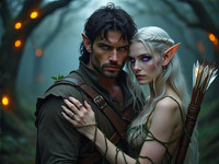 HiDream I1 Dev generated image for Fantasy Romance in the Whispering Grove - Dark Fantasy