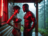 HiDream I1 Dev generated image for Cabin in the Woods - Neo Noir