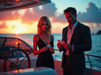 HiDream I1 Dev generated image for Luxury Yacht Romance - Neo Noir