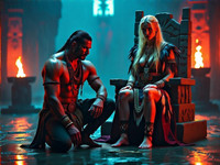 HiDream I1 Dev generated image for Tribal Guardian's Desire - Neo Noir