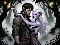 HiDream I1 Dev generated image for Fantasy Romance in the Whispering Grove - Noir Comic