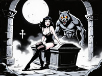 HiDream I1 Dev generated image for Moonlit Horror-Erotica Blend - Noir Comic