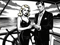 HiDream I1 Dev generated image for Luxury Yacht Romance - Noir Comic