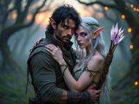 HiDream I1 Dev generated image for Fantasy Romance in the Whispering Grove - Photorealistic