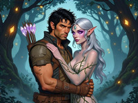HiDream I1 Dev generated image for Fantasy Romance in the Whispering Grove - Retro Sci-Fi
