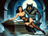 HiDream I1 Dev generated image for Moonlit Horror-Erotica Blend - Retro Sci-Fi