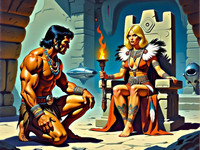 HiDream I1 Dev generated image for Tribal Guardian's Desire - Retro Sci-Fi