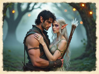 HiDream I1 Dev generated image for Fantasy Romance in the Whispering Grove - Retro