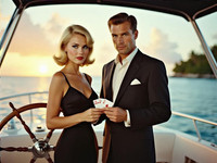 HiDream I1 Dev generated image for Luxury Yacht Romance - Retro