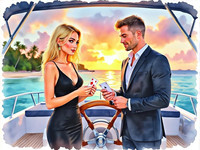 HiDream I1 Dev generated image for Luxury Yacht Romance - Watercolor
