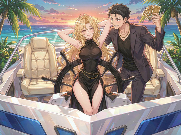 Hunyuan Image 3.5 Preview — Luxury Yacht Romance — Anime