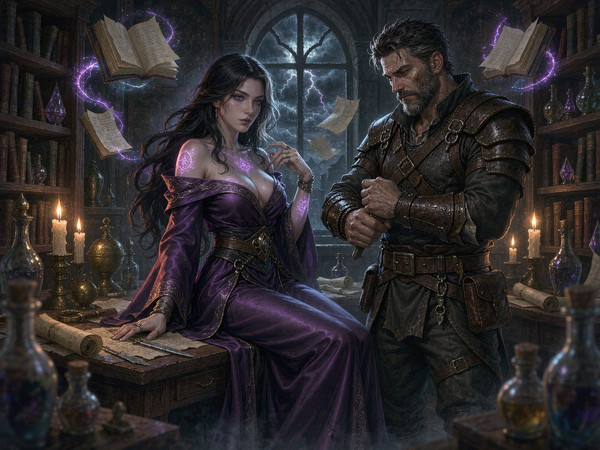 Hunyuan Image 3.5 Preview — A Night in the Sorceress's Tower — Digital Art