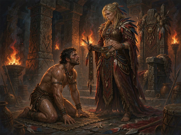 Hunyuan Image 3.5 Preview — Tribal Guardian's Desire — Digital Art