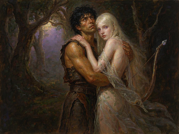 Hunyuan Image 3.5 Preview — Fantasy Romance in the Whispering Grove — Oil Painting