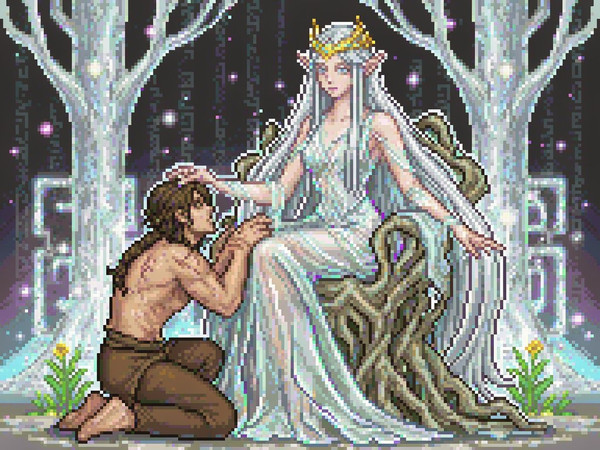 Hunyuan Image 3.5 Preview — The Elven Queen's Champion — Pixel Art