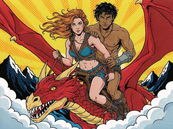 Hunyuan Image 3.5 Preview — Dragonrider at Dawn — Pop Art