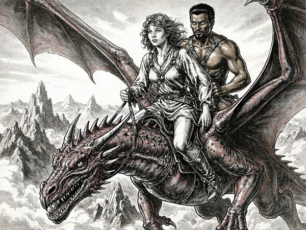 Hunyuan Image 3.5 Preview — Dragonrider at Dawn — Pulp Ink