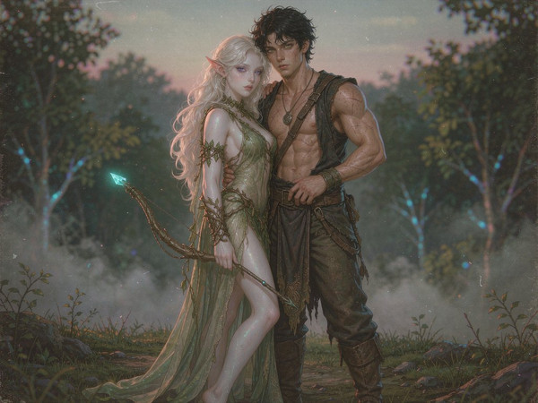 Hunyuan Image 3.5 Preview — Fantasy Romance in the Whispering Grove — Retro