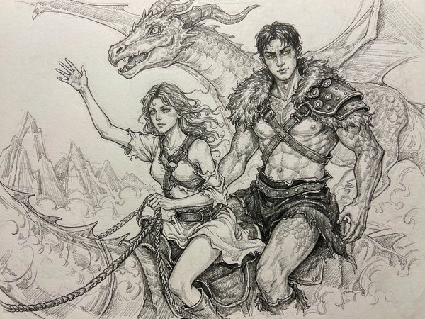 Hunyuan Image 3.5 Preview — Dragonrider at Dawn — Sketch