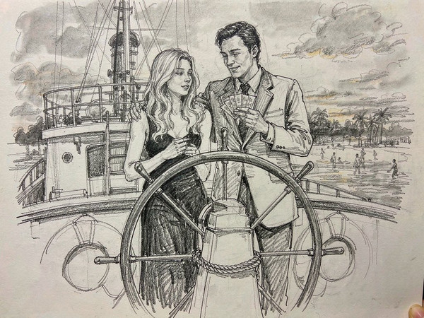 Hunyuan Image 3.5 Preview — Luxury Yacht Romance — Sketch