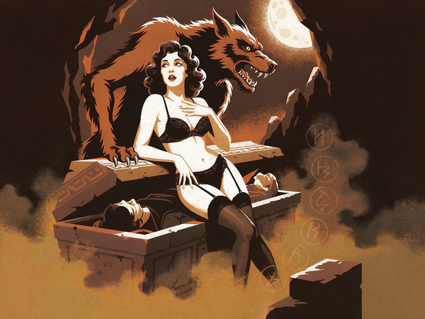 Hunyuan Image 3.5 Preview — Moonlit Horror-Erotica Blend — Vintage Poster