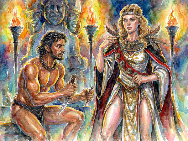 Hunyuan Image 3.5 Preview — Tribal Guardian's Desire — Watercolor