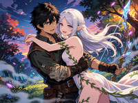 Krea 2 Turbo — Fantasy Romance in the Whispering Grove — Anime