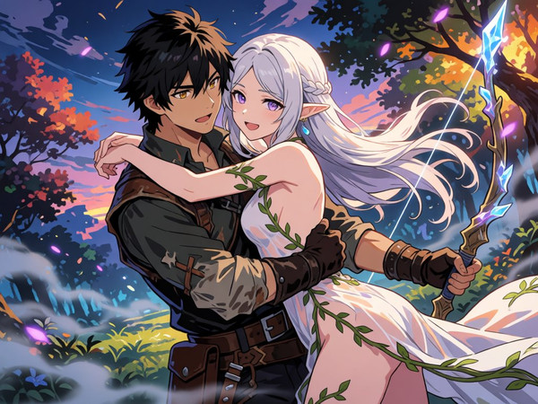 Krea 2 Turbo — Fantasy Romance in the Whispering Grove — Anime