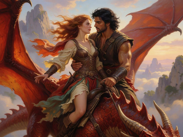 Krea 2 Turbo — Dragonrider at Dawn — Classic Romance