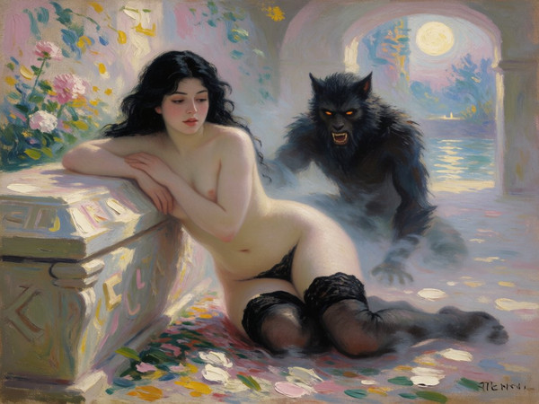 Krea 2 Turbo — Moonlit Horror-Erotica Blend — Impressionism