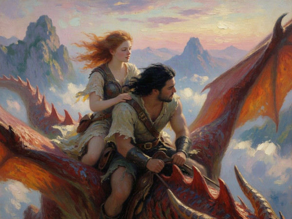 Krea 2 Turbo — Dragonrider at Dawn — Impressionism