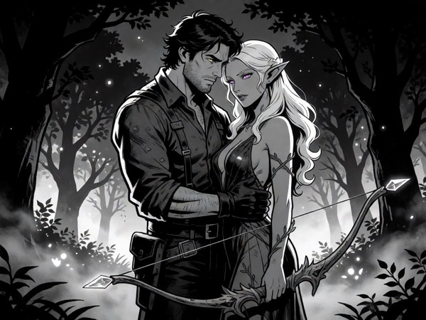 Krea 2 Turbo — Fantasy Romance in the Whispering Grove — Noir Comic
