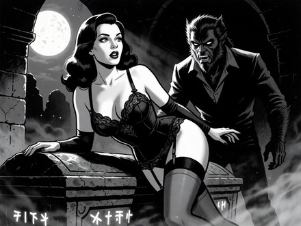 Moonlit Horror-Erotica Blend — Noir Comic — Krea 2 Turbo