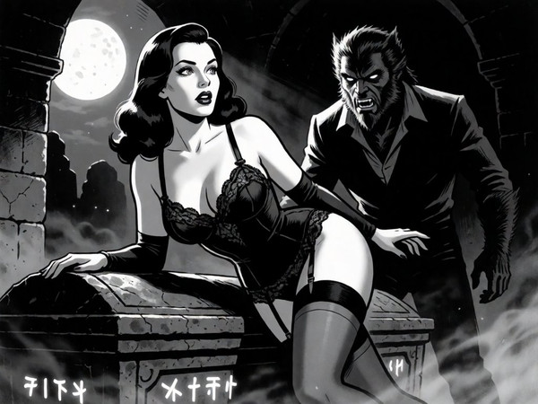 Krea 2 Turbo — Moonlit Horror-Erotica Blend — Noir Comic