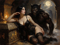 Krea 2 Turbo — Moonlit Horror-Erotica Blend — Oil Painting
