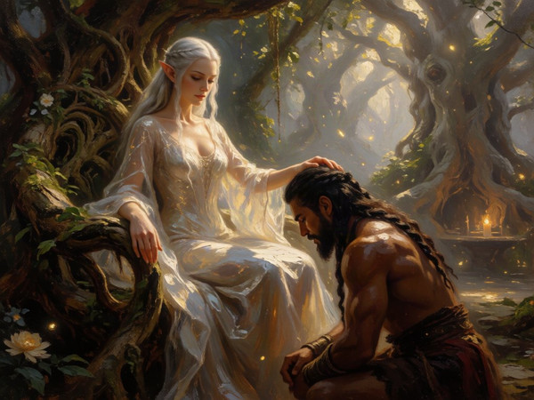 Krea 2 Turbo — The Elven Queen's Champion — Oil Painting