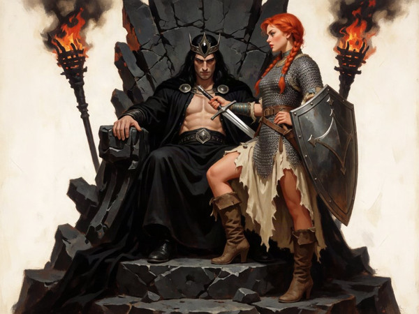 Krea 2 Turbo — The Shieldmaiden and the Dark Lord — Pin-Up