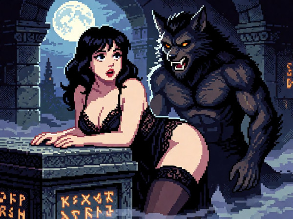 Krea 2 Turbo — Moonlit Horror-Erotica Blend — Pixel Art