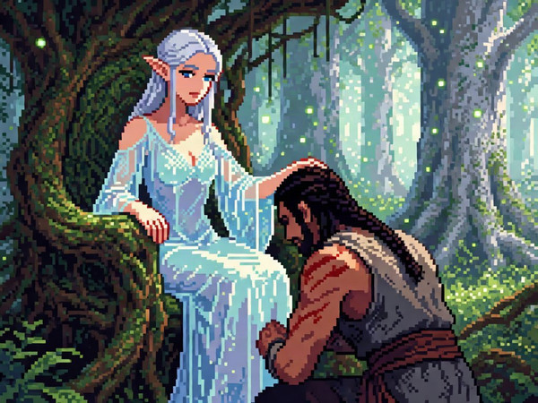 Krea 2 Turbo — The Elven Queen's Champion — Pixel Art