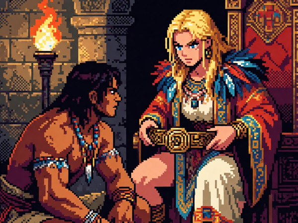 Krea 2 Turbo — Tribal Guardian's Desire — Pixel Art