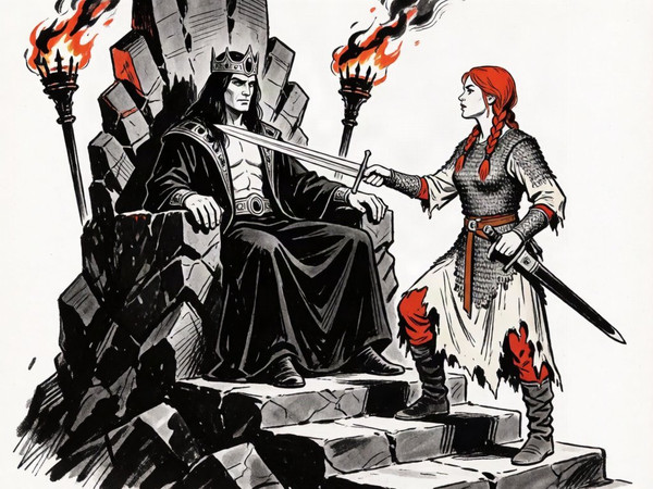 Krea 2 Turbo — The Shieldmaiden and the Dark Lord — Pulp Ink