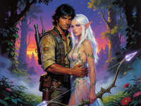 Krea 2 Turbo — Fantasy Romance in the Whispering Grove — Retro Sci-Fi