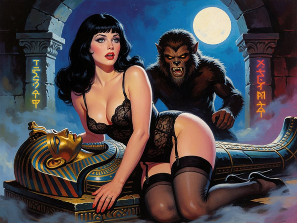 Krea 2 Turbo — Moonlit Horror-Erotica Blend — Retro Sci-Fi