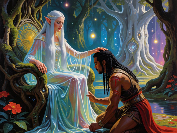 Krea 2 Turbo — The Elven Queen's Champion — Retro Sci-Fi